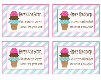 Teacher Gift Tags- Ice Cream