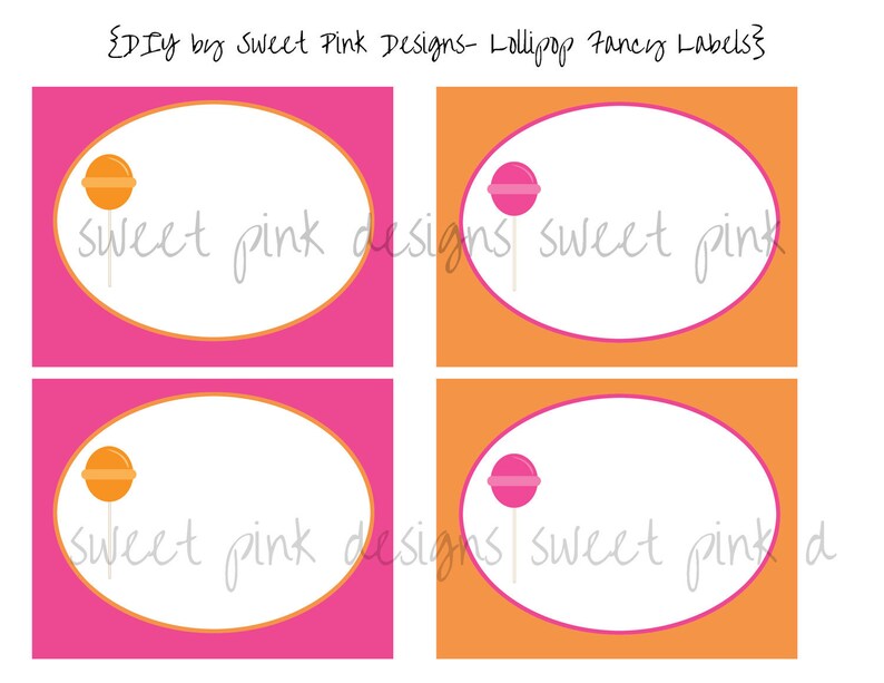 Printable Fancy Labels- Lollipop Party Collection - Etsy