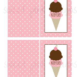 Carte de remerciement fête crème, crème glacée Party, imprimables de crème glacée, crème glacée, cartes de remerciement, imprimables de crème glacée de glace