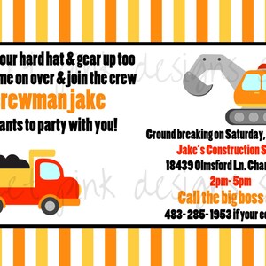 Construction Party- Printable Invitations - Etsy