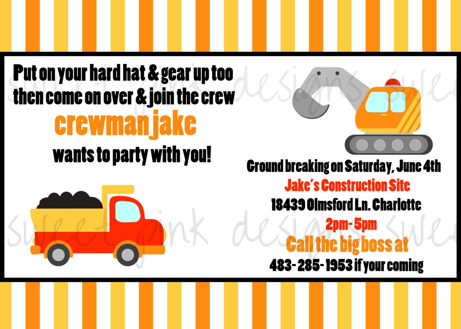 Construction Party Printable Invitations - Etsy