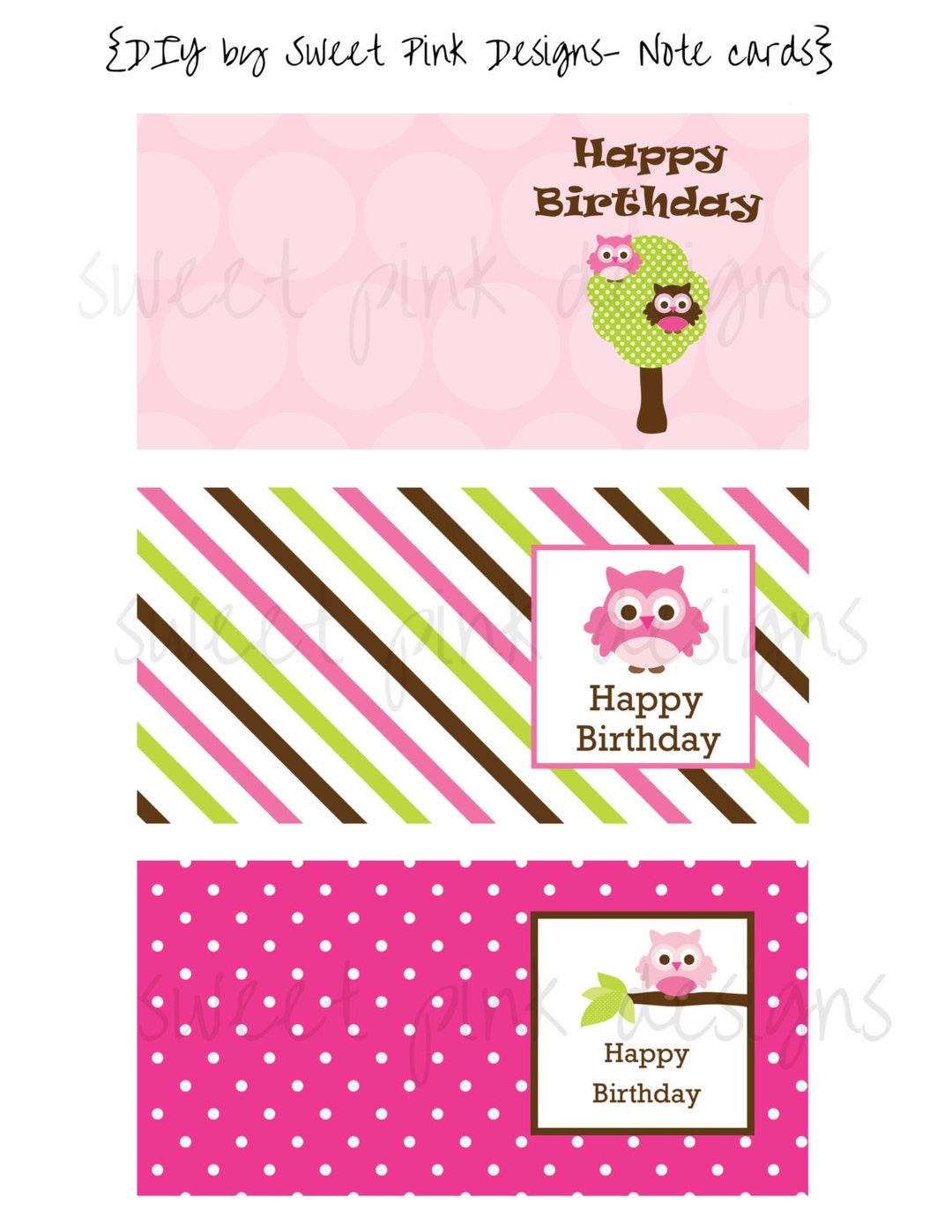 Mini Birthday Cards- Printable Note Cards - Etsy