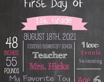 Chalkboard First Day of School Printable