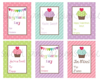 Valentine Cupcakes- Kids Valentine Cards