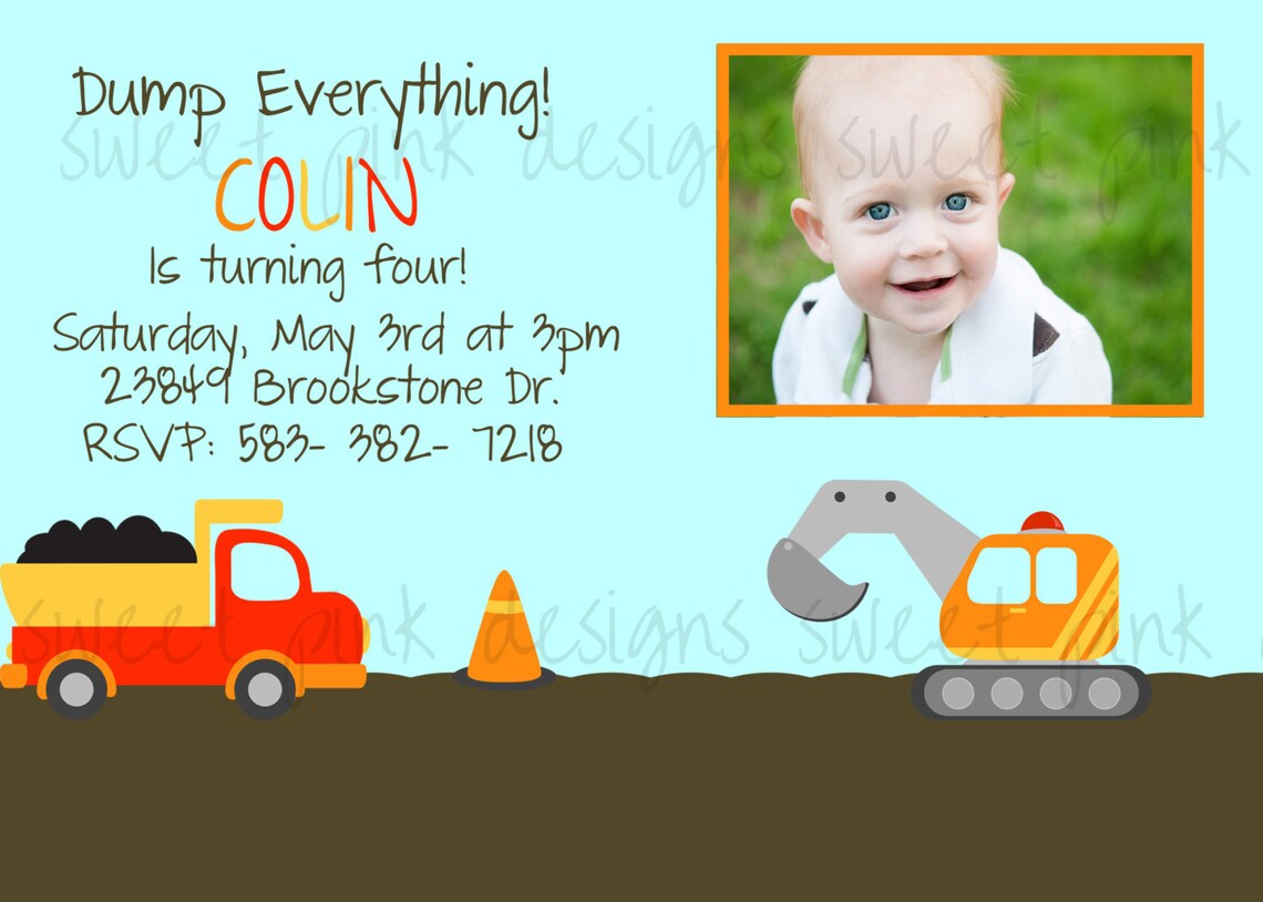 Construction Party- Printable Invitations - Etsy