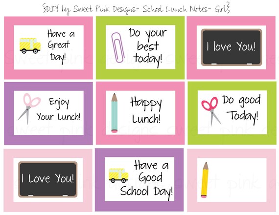 School Lunch Notes- Girls