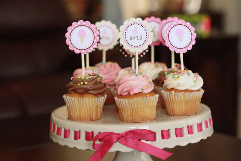 Ice Cream Shoppe- Printable Cupcake Toppers - Etsy