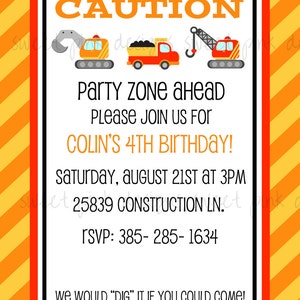 Construction Party- Printable Invitations - Etsy