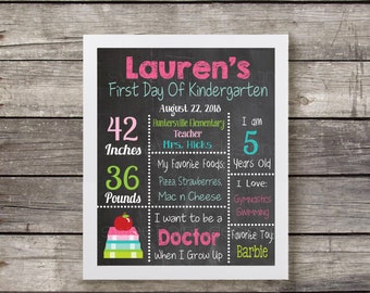 Chalkboard First Day of School Printable Pink Books