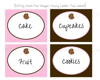 Printable Fancy Labels- Pink Milk and Cookies Collection