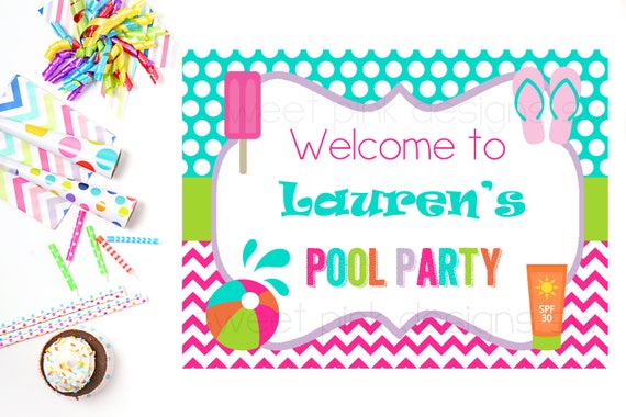 Pool Party Welcome Sign | Etsy