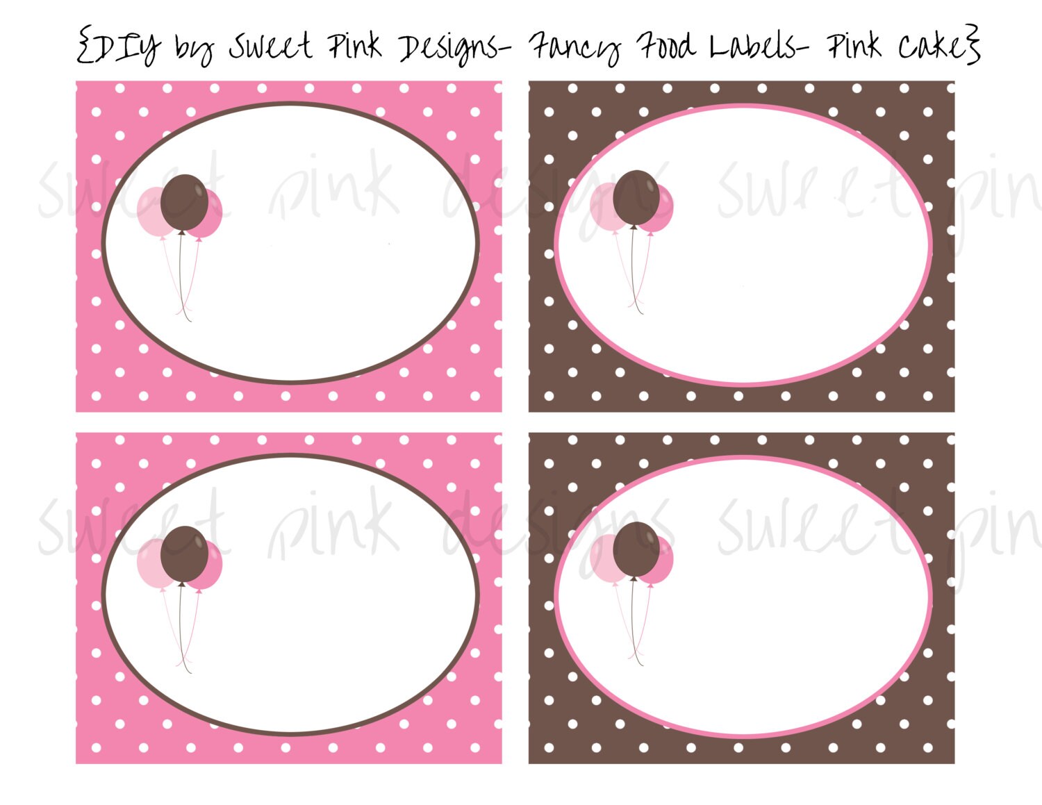 Printable Fancy Labels- Pink Cake Collection - Etsy