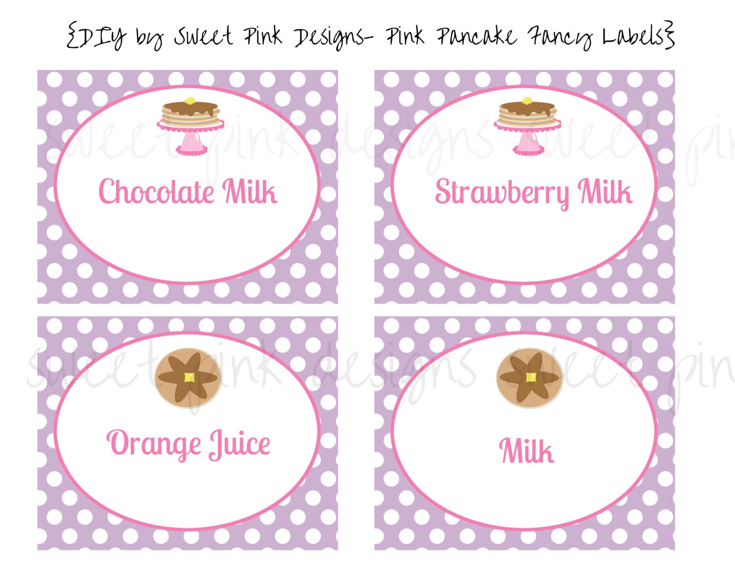 Pink Pancake- Fancy Food Labels - Etsy