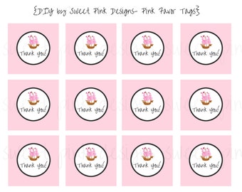 Pink Pirate Party- Favor Tags