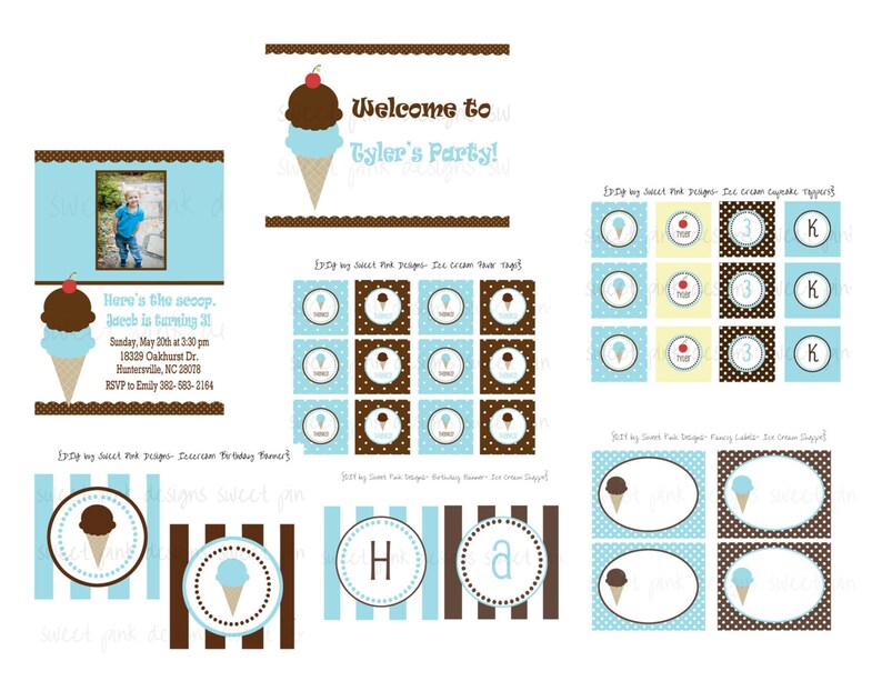 Ice Cream Shoppe Printable Party Collection | Etsy