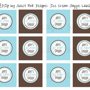 Ice Cream Shoppe - druckbare Geburtstag Party Labels
