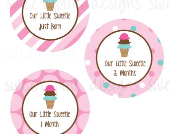 Ice Cream- DIY Baby Month Stickers