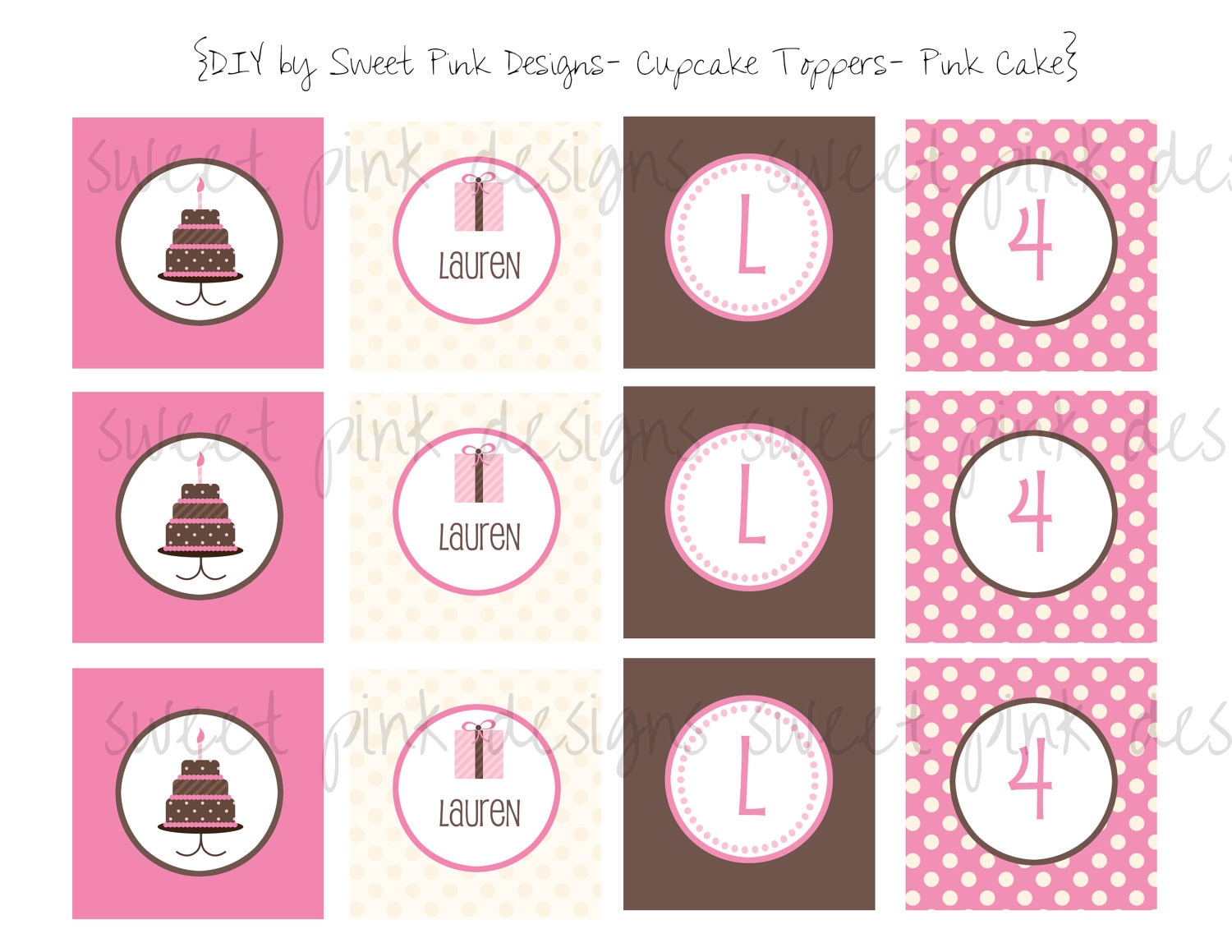 Printable Favor Tags- Pink Cake Collection - Etsy