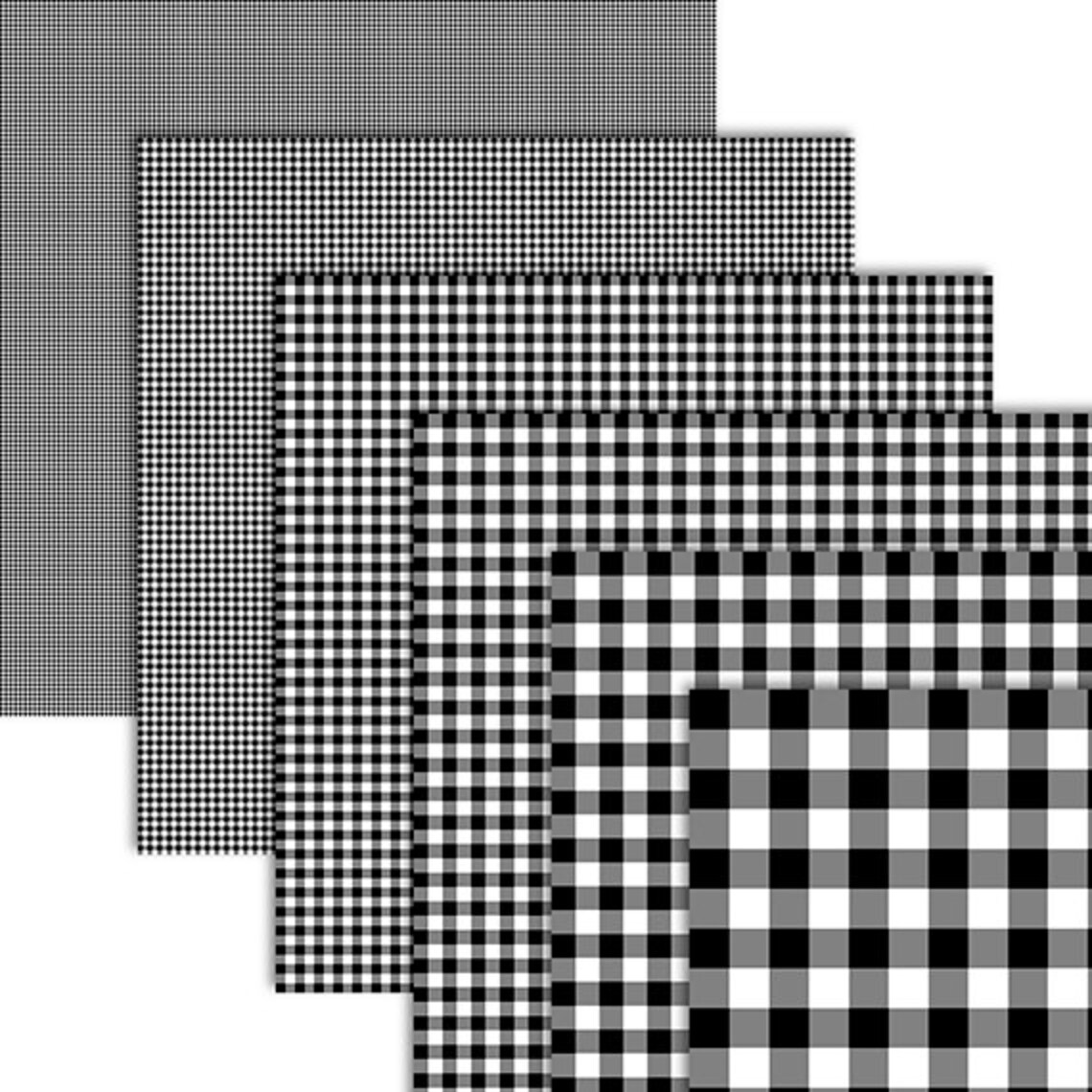 INSTANT DOWNLOAD Digital Paper Pack Black and White Gingham Plaid