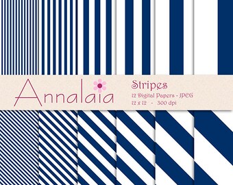 INSTANT DOWNLOAD Digital Paper Pack: Midnight Blue White Vertical Diagonal Stripes Lines Scrapbook Paper 12x12 8,5x11 Commercial Use 373