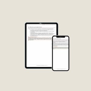 Może przedstawiać: Tablet i smartfon wyświetlające dokument zatytułowany 04 What the Law Actually Protects. Tekst przedstawia ochronę prawną dotyczącą ujawniania niepełnosprawności, obowiązki pracodawcy oraz poufność informacji w miejscu pracy, zapisane czarną czcionką.