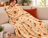 Burrito Blanket, Funny Food Throw, Soft Flannel Tortilla Blanket, Pizza, Waffle & Cookie Designs