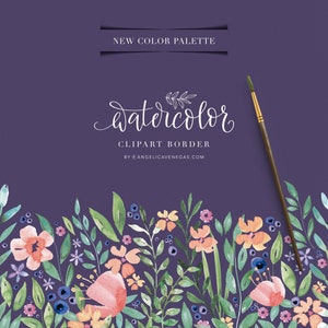 Floral Border, Watercolor Spring, Botanical Borders