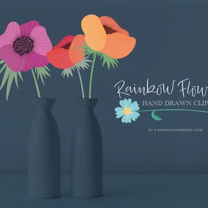 Coquelicots et tulipes, clipart fleurs sauvages, fleurs des prés