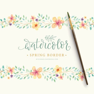 Watercolor Border Clipart, Spring WildFlower Border, Floral Branding, Watercolor Logo