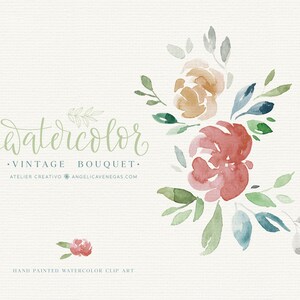 Aquarell Rosengesteck, Clip Art Einladen, handgemalte Pastellrosen