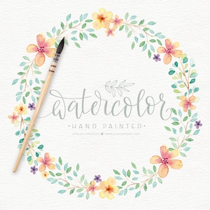 Watercolor Wreath, Wedding Wreath Clipart, Floral Frame Clipart