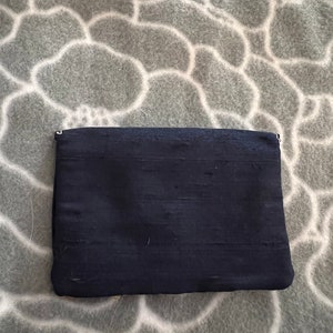 Three Pocket Wallet, purse, dark blue and gold, raw dupioni silk image 2