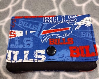Three Pocket Wallet, Buffalo Bills Fabric, with Black accents