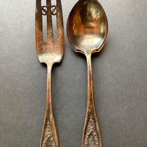 Retro Silverware, 2 Piece Matched Salad Set Silver Plate, Flatware, Silverware by Rogers Brothers, Antique, 1800&#39;s to 1950, Lot 3
