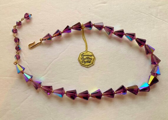 Vintage Austrian Crystal Necklace, Amethyst color… - image 3