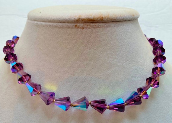 Vintage Austrian Crystal Necklace, Amethyst color… - image 5