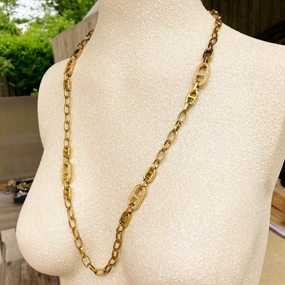 Ann Klein gold and rhinestone linked necklace, Ch… - image 8