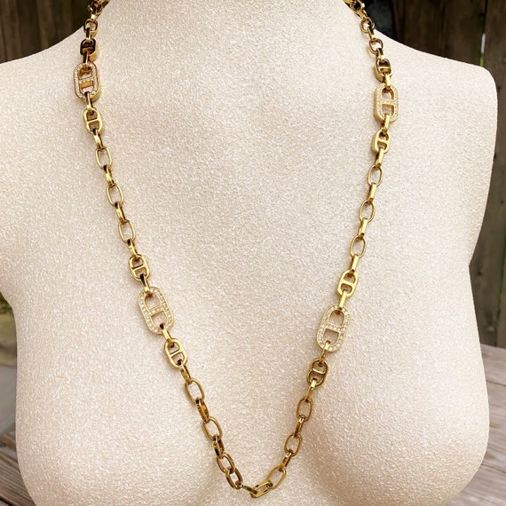 Ann Klein gold and rhinestone linked necklace, Ch… - image 4