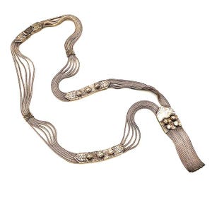 Byzantine Foxtail Sterling Silver Necklace: Vintage Turkish Spiga Wheat Chain Tassel, Gomusevi Anatole