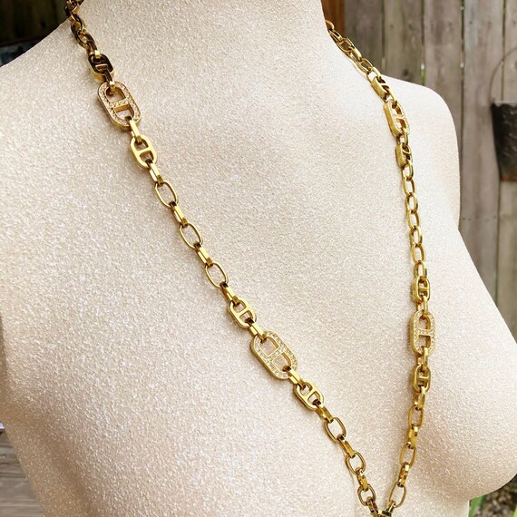 Ann Klein gold and rhinestone linked necklace, Ch… - image 7