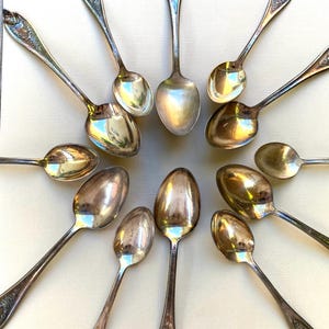 Retro Silverware, 12 Piece Matched Spoons, 6 soup spoons and 6 teaspoons by Rogers Bros, Silver Plate Flatware, Silverplate,  Lot 8