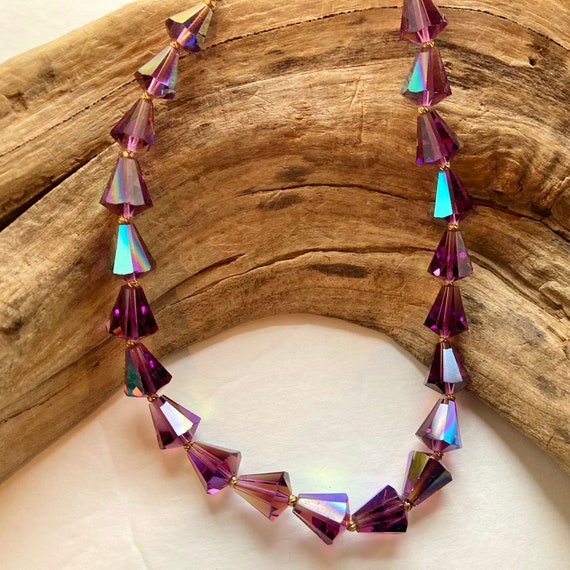 Vintage Austrian Crystal Necklace, Amethyst color… - image 6