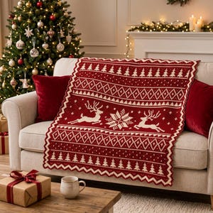 Christmas Mosaic Crochet Blanket Pattern PDF, Christmas Wonderland Overlay Crochet Pattern, Holiday Winter Afghan, Christmas Home Deco