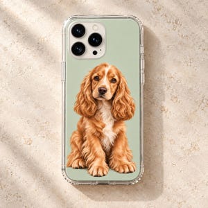 iPhone-hoesje met gepersonaliseerd huisdierportret, transparante hoes met illustratie van een hond of kat