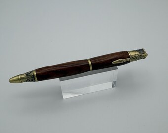 Pluma estilográfica de palisandro hondureño con mecanismo giratorio: acabado en latón, ideal para la naturaleza, ¡la aventura te espera!