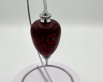 Adorno de madera torneada - Rojo y gris