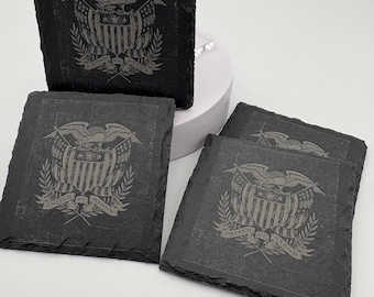 Juego de 4 posavasos de pizarra con motivos patrióticos