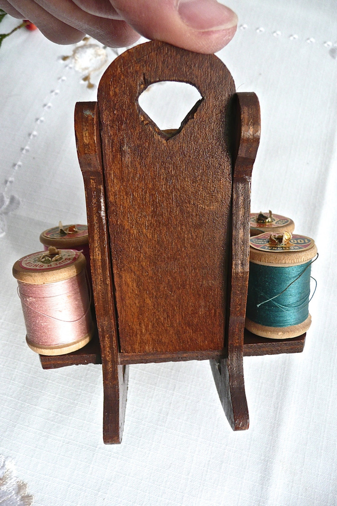 Vintage Pincushion and Thread Holder Pincushion Wooden Etsy
