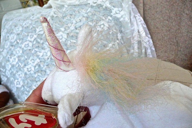 Collectoble Beanie Retired TY TY Unicorn Plush Toy White Unicorn Mystic The Unicorn TY Horse Vintage Unicorn Florescent Horn