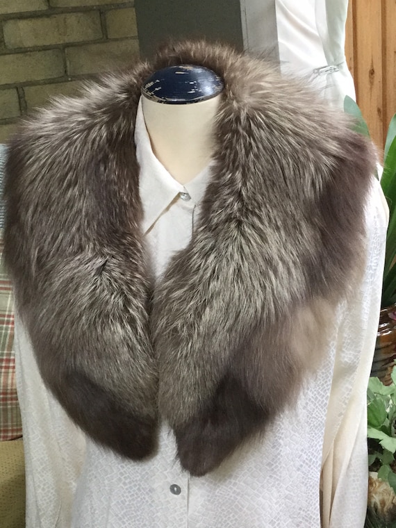 Vintage Fur Collar - Silver Fox Collar - Luxurious